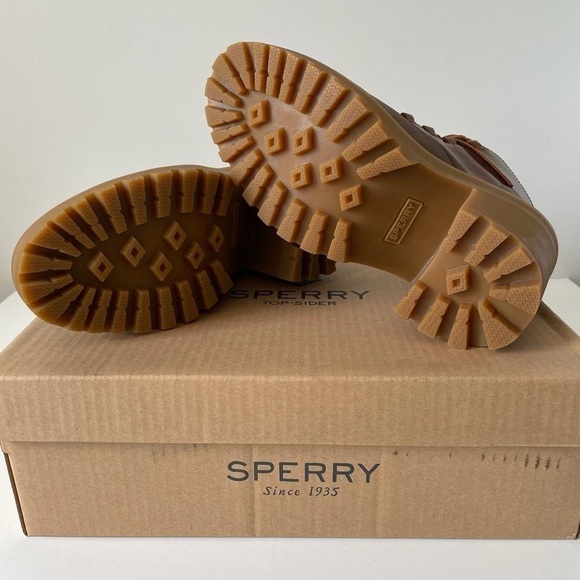 Nib Sperry Pretty Tough Tan High Heeled Ankle Booties Waterproof Leather - Picture 12 of 12